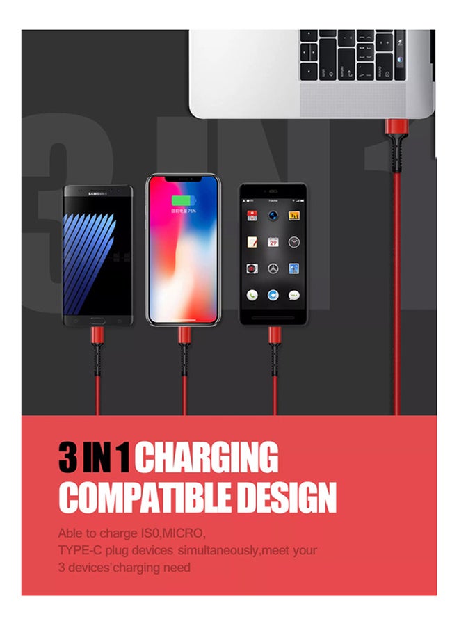 LDNIO - 3 In 1 Fast Charge Cable Multicolour - Image 1