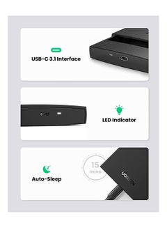 يو جرين غلاف محرك أقراص صلبة بمنفذ USB-C مع محول بمنفذ USB-C 3.1 من الجيل 2 إلى SATA بكابل USB-C إلى C لمحرك أقراص صلبة HDD ومحرك أقراص SSD مقاس 2.5 بوصة بسرعة 6 جيجابت في الثانية ويدعم السرعة العالية ببروتوكول UASP ومنفذ SATA III لجهاز ماك بوك برو أسود  - Image 5