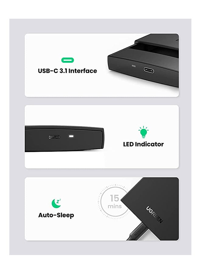Ugreen USB C Hard Drive Enclosure With USB C to C Cable USB C 3.1 Gen 2 to SATA Adapter for 2.5" SSD HDD 6Gbps High-Speed Support UASP SATA III for MacBook Pro Black  - Image 5