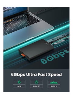 يو جرين غلاف محرك أقراص صلبة بمنفذ USB-C مع محول بمنفذ USB-C 3.1 من الجيل 2 إلى SATA بكابل USB-C إلى C لمحرك أقراص صلبة HDD ومحرك أقراص SSD مقاس 2.5 بوصة بسرعة 6 جيجابت في الثانية ويدعم السرعة العالية ببروتوكول UASP ومنفذ SATA III لجهاز ماك بوك برو أسود  - Image 2