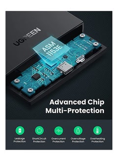 يو جرين غلاف محرك أقراص صلبة بمنفذ USB-C مع محول بمنفذ USB-C 3.1 من الجيل 2 إلى SATA بكابل USB-C إلى C لمحرك أقراص صلبة HDD ومحرك أقراص SSD مقاس 2.5 بوصة بسرعة 6 جيجابت في الثانية ويدعم السرعة العالية ببروتوكول UASP ومنفذ SATA III لجهاز ماك بوك برو أسود  - Image 3
