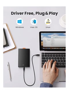 يو جرين غلاف محرك أقراص صلبة بمنفذ USB-C مع محول بمنفذ USB-C 3.1 من الجيل 2 إلى SATA بكابل USB-C إلى C لمحرك أقراص صلبة HDD ومحرك أقراص SSD مقاس 2.5 بوصة بسرعة 6 جيجابت في الثانية ويدعم السرعة العالية ببروتوكول UASP ومنفذ SATA III لجهاز ماك بوك برو أسود  - Image 4