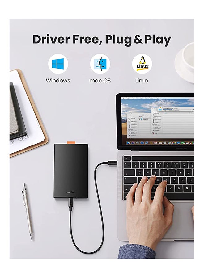 Ugreen USB C Hard Drive Enclosure With USB C to C Cable USB C 3.1 Gen 2 to SATA Adapter for 2.5" SSD HDD 6Gbps High-Speed Support UASP SATA III for MacBook Pro Black  - Image 4