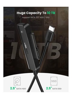 Ugreen USB C to Sata Adapter External Hard Drive Reader Cable 2.5 SSD Disk Transfer Kit UASP for Samsung WD Toshiba Internal Sata HDD SSD and Laptop like MacBook Black  - Image 2