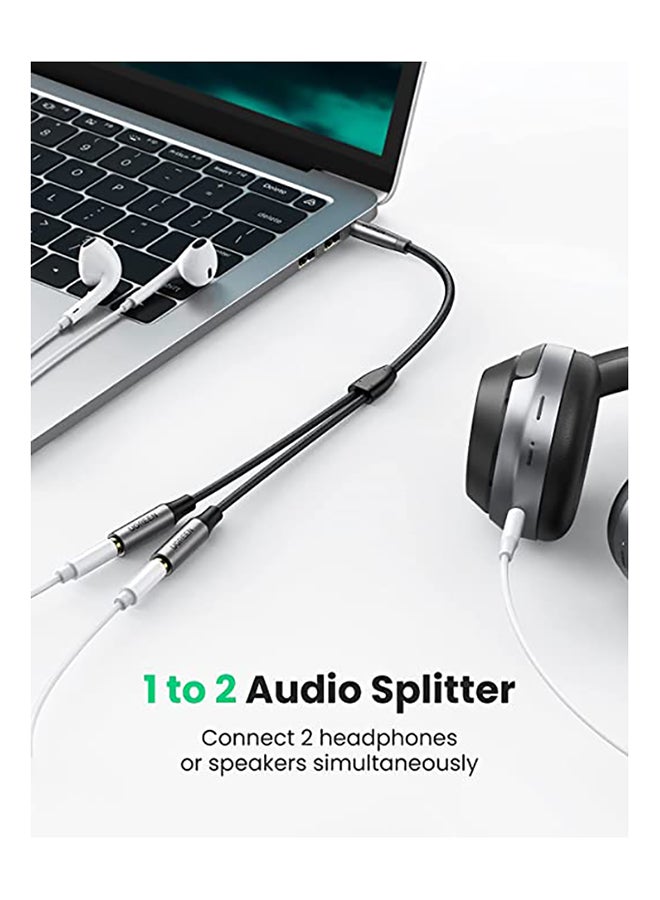 Ugreen - 3.5mm Splitter Double Headphone Jack Stereo Audio Adapter 2 Way Aux Dual Earphone Mini Jack 1 Male to 2 Female Y Cable for PC Laptop MacBook Pro 2021 TV iPad Black - Image 1