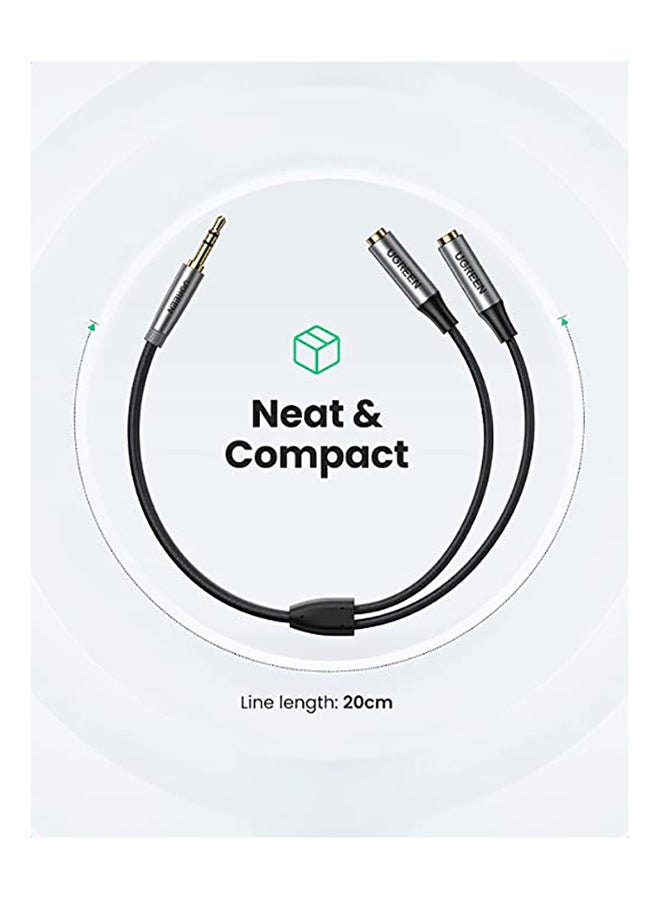 Ugreen - 3.5mm Splitter Double Headphone Jack Stereo Audio Adapter 2 Way Aux Dual Earphone Mini Jack 1 Male to 2 Female Y Cable for PC Laptop MacBook Pro 2021 TV iPad Black - Image 1