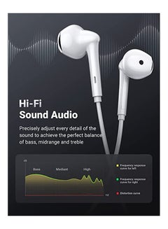 Ugreen 3.5MM Earphone with Microphone 1.2M Wired HiFi Stereo Sound Headphone In-Line Control Soft PVC for MacBook Pro 2021 MP4  MP3 iPhone 6s 6s Android smartphones White  - Image 2