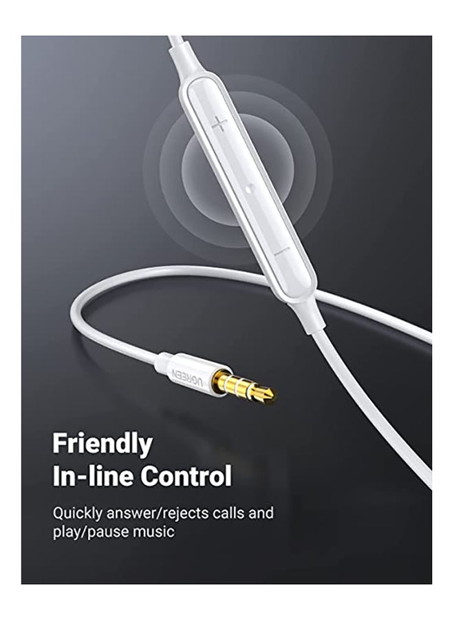 Ugreen - 3.5MM Earphone with Microphone 1.2M Wired HiFi Stereo Sound Headphone In-Line Control Soft PVC for MacBook Pro 2021 MP4  MP3 iPhone 6s 6s Android smartphones White - Image 1
