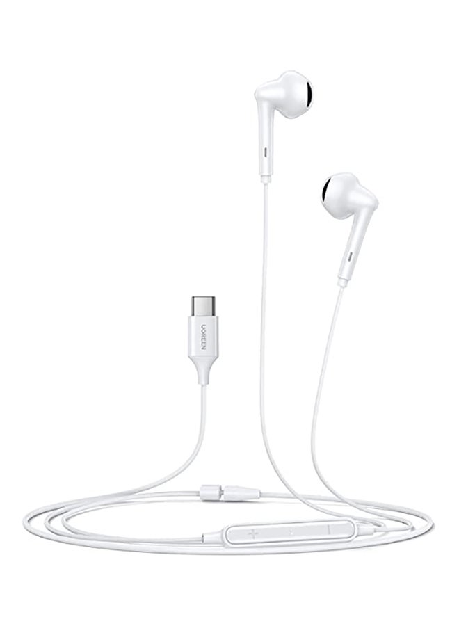 يو جرين - سماعة رأس USB C بميكروفون لاسلكي وصوت ستيريو بخاصية هاي فاي ونظام تحكم مدمج من مادة PVC ناعمة وبطول 1.2 متر لجهاز آيباد ميني 6 برو وجالاكسي S20+، S20، وأجهزة التابلت أبيض - Image 1