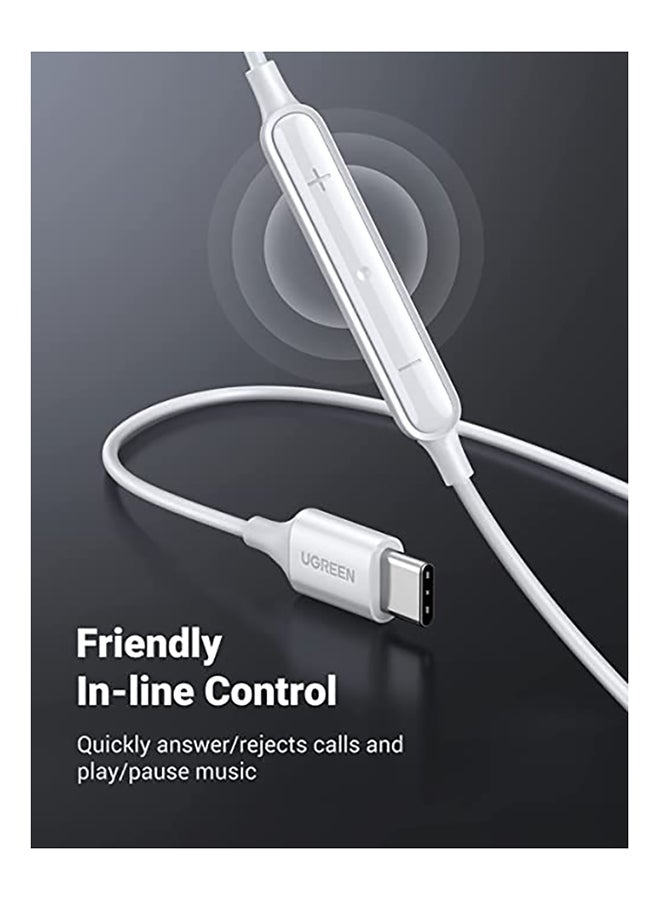 سماعة رأس USB C بميكروفون لاسلكي وصوت ستيريو بخاصية هاي فاي ونظام تحكم مدمج من مادة PVC ناعمة وبطول 1.2 متر لجهاز آيباد ميني 6 برو وجالاكسي S20+، S20، وأجهزة التابلت أبيض - v1652331438/N51325980A_6
