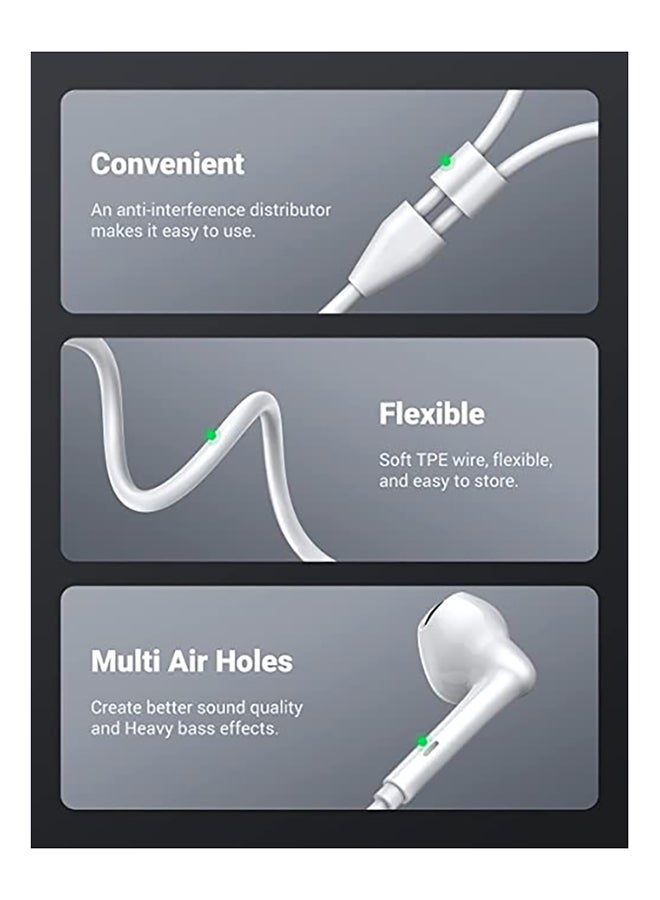 يو جرين - سماعة رأس USB C بميكروفون لاسلكي وصوت ستيريو بخاصية هاي فاي ونظام تحكم مدمج من مادة PVC ناعمة وبطول 1.2 متر لجهاز آيباد ميني 6 برو وجالاكسي S20+، S20، وأجهزة التابلت أبيض - Image 1