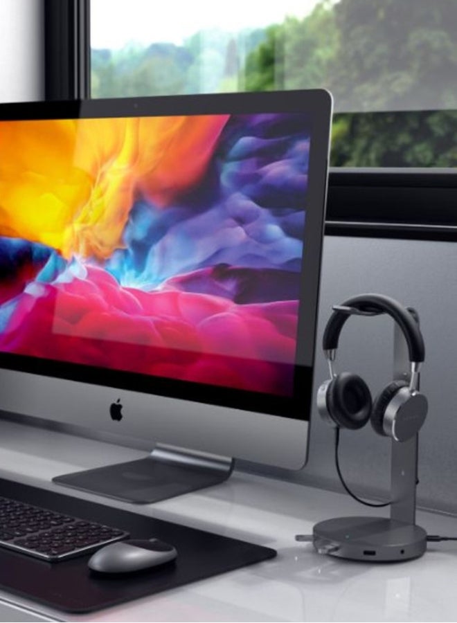 SATECHI Aluminum Headphones Stand Hub Space Grey - Image 3