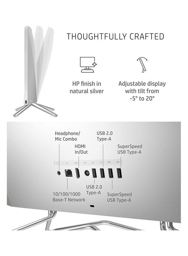 HP - All-In-One 24-dp1043nh PC With 24-Inch Display, Core i7-1165G7 Processor/8GB RAM/1TB HDD/Intel Iris XE Graphics/DOS(No Windows)/International Version WHITE - Image 1
