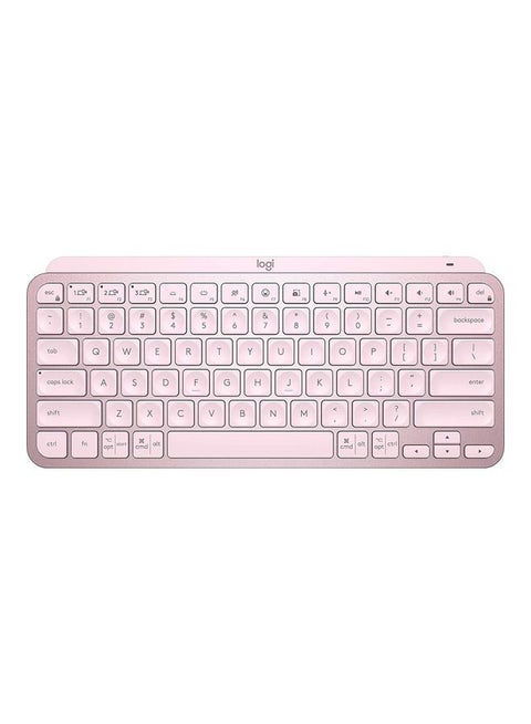Mx Keys Mini Minimalist Wireless Illuminated Keyboard, Compact, Bluetooth, Backlit, Usb-C, Compatible With Apple Macos, Ios, Windows, Linux, Android, Metal Build /English Arabic layout Pink