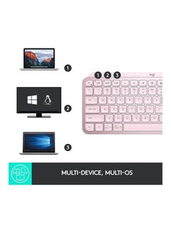 Logitech Mx Keys Mini Minimalist Wireless Illuminated Keyboard, Compact, Bluetooth, Backlit, Usb-C, Compatible With Apple Macos, Ios, Windows, Linux, Android, Metal Build /English Arabic layout Pink  - Image 4
