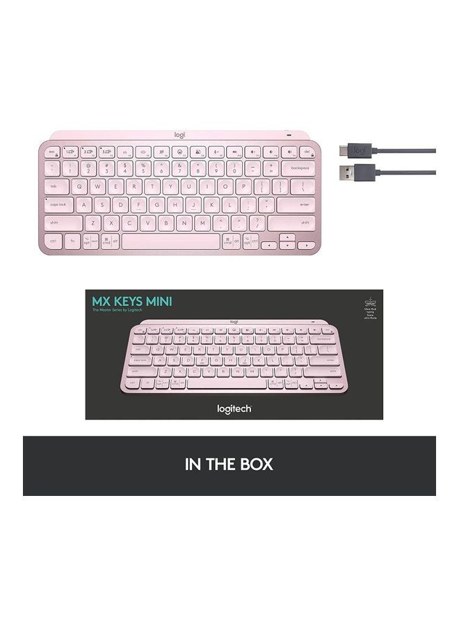 Logitech - Mx Keys Mini Minimalist Wireless Illuminated Keyboard, Compact, Bluetooth, Backlit, Usb-C, Compatible With Apple Macos, Ios, Windows, Linux, Android, Metal Build /English Arabic layout Pink - Image 1