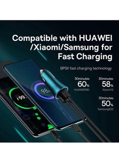 Baseus Fast Car Charger Adapter 60W Dual USB Quick Charge QC 3.0 and PD Fast Charging Car Plug for iPhone 14/14 Pro Max, 13/13 Pro/12 Pro Max/11Pro Max, New iPad 9,iPad mini-6,Galaxy S23 S10 Blue  - Image 5