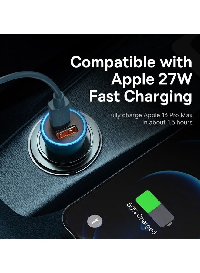 Baseus - Fast Car Charger Adapter 60W Dual USB Quick Charge QC 3.0 and PD Fast Charging Car Plug for iPhone 14/14 Pro Max, 13/13 Pro/12 Pro Max/11Pro Max, New iPad 9,iPad mini-6,Galaxy S23 S10 Blue - Image 1