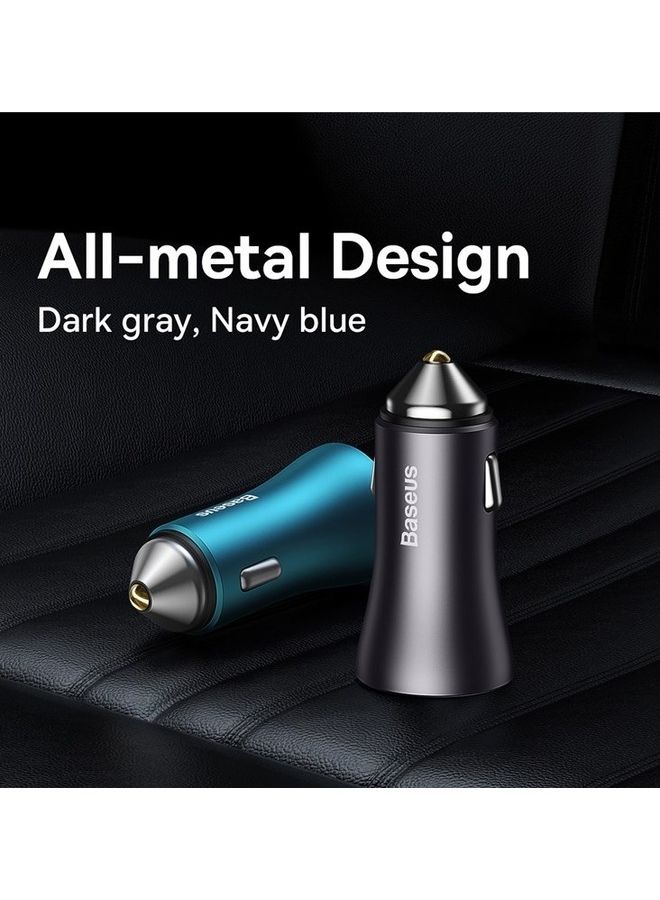 Baseus - Fast Car Charger Adapter 60W Dual USB Quick Charge QC 3.0 and PD Fast Charging Car Plug for iPhone 14/14 Pro Max, 13/13 Pro/12 Pro Max/11Pro Max, New iPad 9,iPad mini-6,Galaxy S23 S10 Blue - Image 1