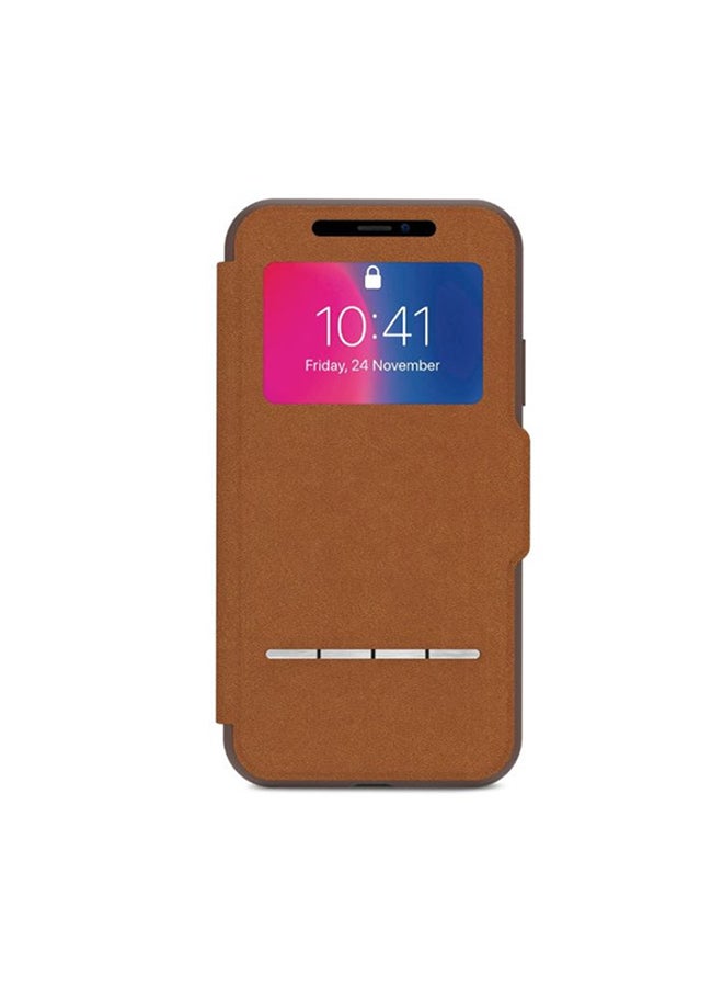 موشي غطاء حماية قلاب بمستشعر لهاتف آيفون XS/X بني داكن / لون الكرمل - Image 1