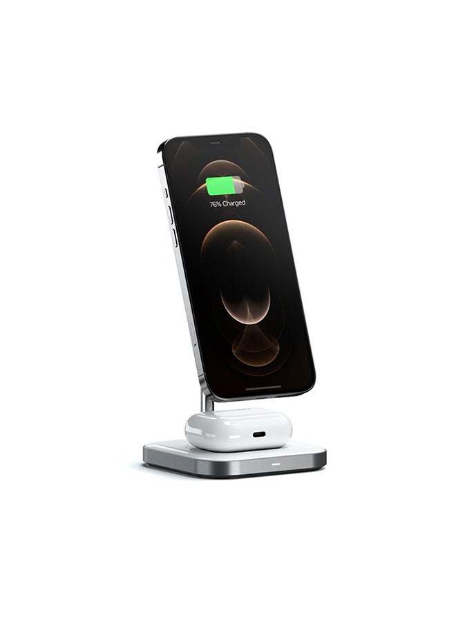 SATECHI Magnetic 2-in-1 Wireless Charging Stand - Space Grey - Image 1