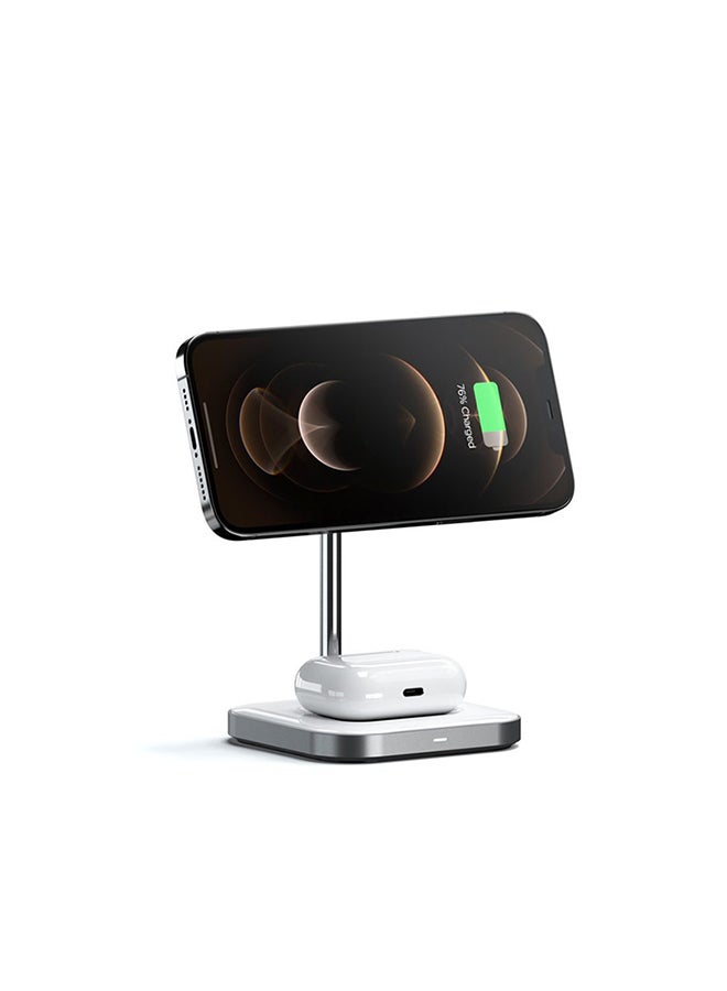 SATECHI Magnetic 2-in-1 Wireless Charging Stand - Space Grey - Image 3