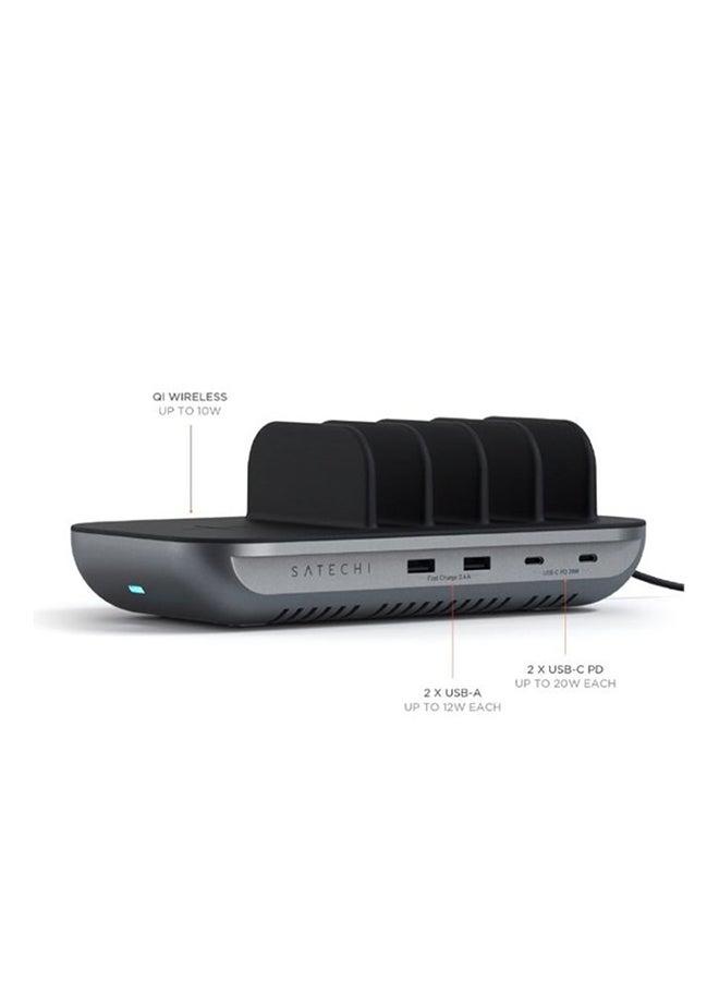 SATECHI - Dock5 Multi-Device Charging Station with Wireless Charging Black - Image 1