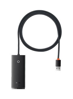 موزع ومحول منافذ USB 3.0 وناقل بيانات بـ 4 منافذ بسرعة عالية 5 جيجابايت في الثانية يتوافق مع أجهزة سيرفيس برو وماك بوك وماك ميني وآي ماك وديل إكس بي إس وسامسونج جالاكسي تاب وفلاش درايف USB أسود