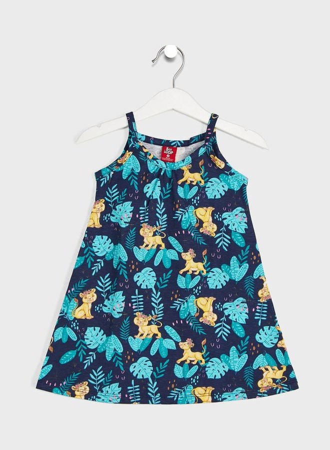 بي لوب Infant Printed Midi Dress Blue  - Image 1