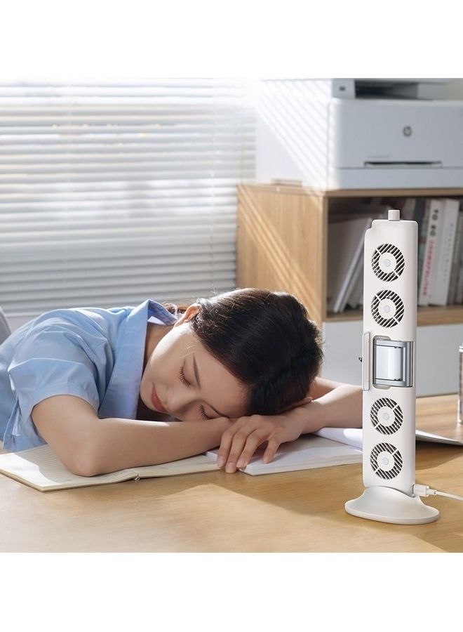 Baseus - 2 In 1 Stand Up Clip On Computer Fan Bladeless Monitor Clip On Fan Personal Cooling Office Quiet USB Small Tower Desk Suitable For Flat And Curved Monitor Laptop ACQS000002 White - Image 1