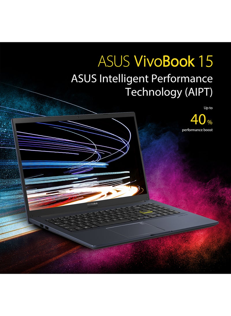 Vivobook X513 Laptop With 15.6-Inch FHD Display, Intel Core i7-1165G7 Processor / 8GB DDR4 RAM / 1TB HDD + 256GB SSD / 2GB NVIDIA GeForce MX330 Graphics / Win 10 / English/Arabic Bespoke Black