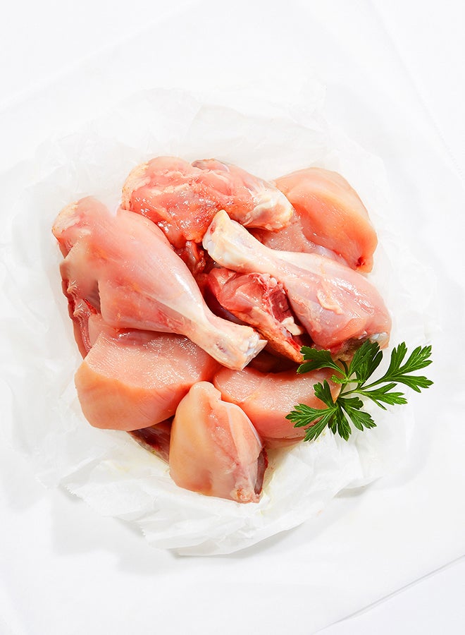 null - Fresh Chicken Mixed Cut Without Skin Large Cubes UAE 850-900grams - Image 1