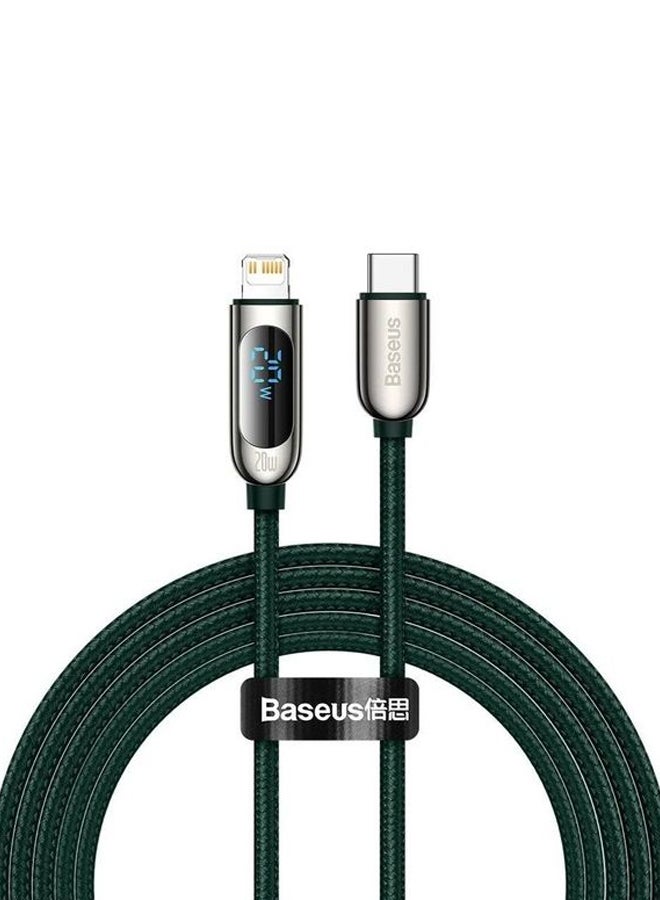 Baseus - USB C to Lightning Cable, 20W PD Type C to Lightning Cord with LED Display Compatible with iPhone 14 Pro Max 13/13 Pro 12 Pro Max 12 11 X XS XR 8 Plus, AirPods Pro, Supports Power Delivery 2M Green - Image 1