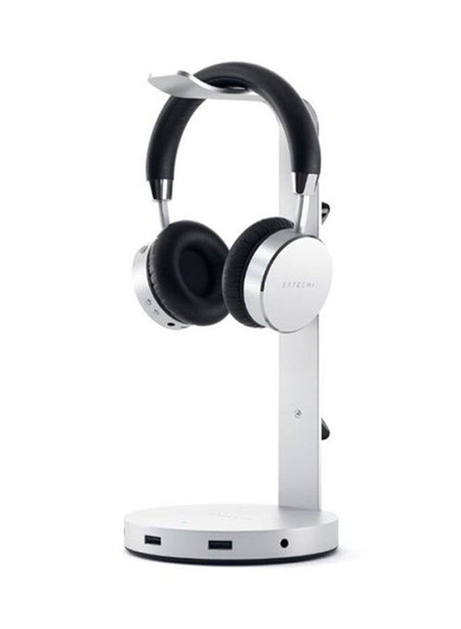 SATECHI 3 USB Aluminum Headphone Stand Silver - Image 2