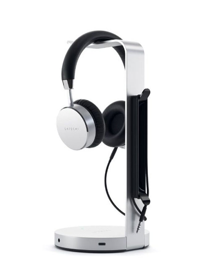 SATECHI 3 USB Aluminum Headphone Stand Silver - Image 3