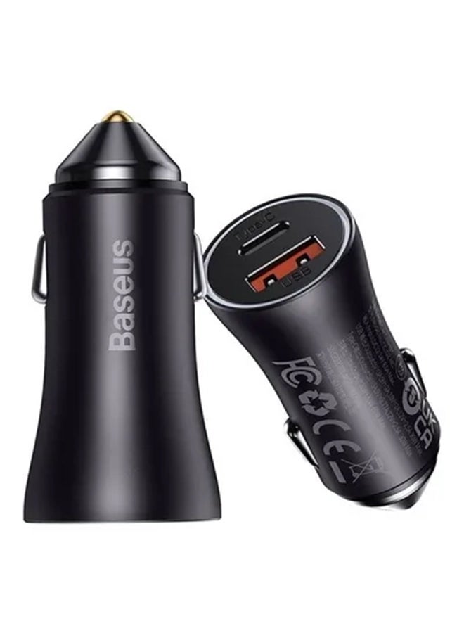 Baseus - Fast Car Charger Adapter 60W Dual USB Quick Charge QC 3.0 and PD Fast Charging Car Plug for iPhone 14/14 Pro Max, 13/13 Pro/12 Pro Max/11Pro Max, New iPad 9,iPad mini-6,Galaxy S23 S10 Dark Gray - Image 1