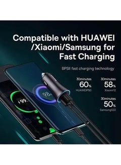 Baseus Fast Car Charger Adapter 60W Dual USB Quick Charge QC 3.0 and PD Fast Charging Car Plug for iPhone 14/14 Pro Max, 13/13 Pro/12 Pro Max/11Pro Max, New iPad 9,iPad mini-6,Galaxy S23 S10 Dark Gray  - Image 5
