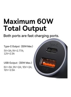 Baseus Fast Car Charger Adapter 60W Dual USB Quick Charge QC 3.0 and PD Fast Charging Car Plug for iPhone 14/14 Pro Max, 13/13 Pro/12 Pro Max/11Pro Max, New iPad 9,iPad mini-6,Galaxy S23 S10 Dark Gray  - Image 3