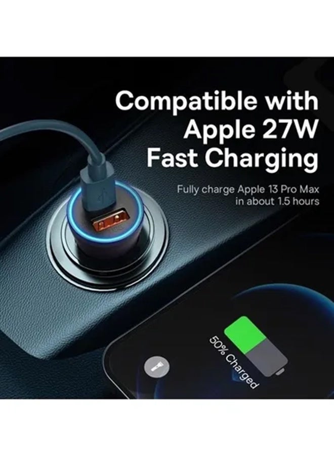 Baseus - Fast Car Charger Adapter 60W Dual USB Quick Charge QC 3.0 and PD Fast Charging Car Plug for iPhone 14/14 Pro Max, 13/13 Pro/12 Pro Max/11Pro Max, New iPad 9,iPad mini-6,Galaxy S23 S10 Dark Gray - Image 1