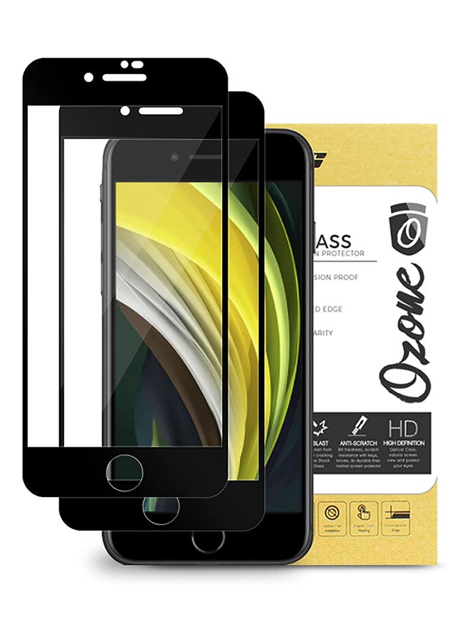 O Ozone 2-Piece Tempered Glass Screen Protector For iPhone SE (2020) Black