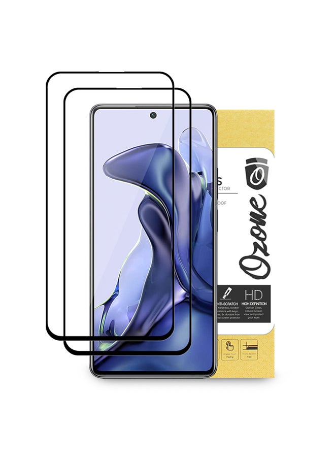 O Ozone Pack of 2 HD Tempered Glass Protector for Xiaomi 11T Black  - Image 1