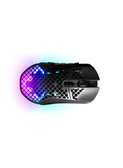Aerox 9 Wireless Gaming Mouse, 40G Acceleration, 18000 in 100 CPI Increments, Ultra Lightweight, 3 RGB Zone, IP54 Water Resistance, Bluetooth 5.0,180H Battery Life, USB-C, Onyx | 62618