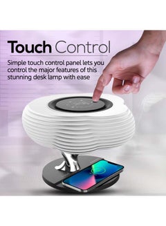 PROMATE Bedside LED Desk Lamp, 3-In-1 Unique Cloud Design Smart Lamp with 10W True Wireless Speaker, 10W Fast Qi Wireless Charger, Digital Clock, Touch Control and Multi-Regional Plugs for iPhone 13, Home, HomeCloud -UK Multicolour  - Image 2