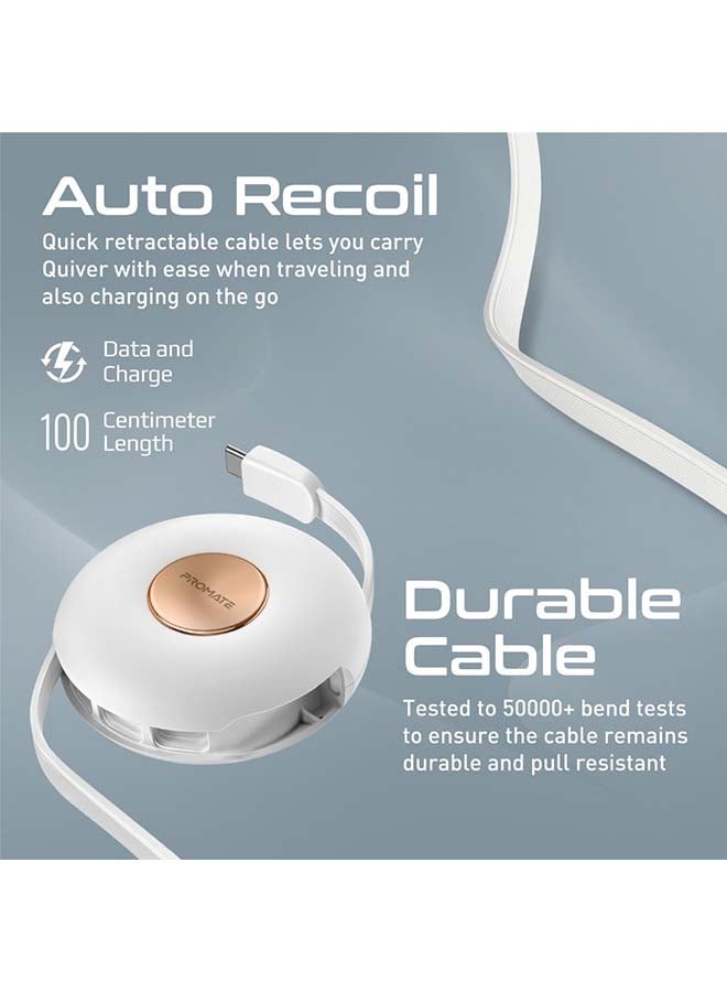 PROMATE 3-in-1 Retractable Magnetic Charging Cable 1M White  - Image 2