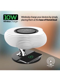 PROMATE Bedside LED Desk Lamp, 3-In-1 Unique Cloud Design Smart Lamp with 10W True Wireless Speaker, 10W Fast Qi Wireless Charger, Digital Clock, Touch Control and Multi-Regional Plugs for iPhone 13, Home, HomeCloud -UK Multicolour  - Image 3