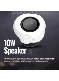 PROMATE Bedside LED Desk Lamp, 3-In-1 Unique Cloud Design Smart Lamp with 10W True Wireless Speaker, 10W Fast Qi Wireless Charger, Digital Clock, Touch Control and Multi-Regional Plugs for iPhone 13, Home, HomeCloud -UK Multicolour  - Image 4