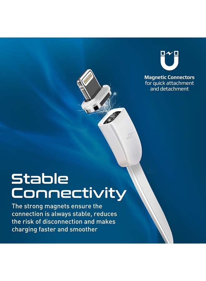 PROMATE 3-in-1 Retractable Magnetic Charging Cable 1M White  - Image 4