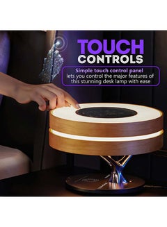 PROMATE Bedside Desk Lamp with Wireless Charger, Stylish Wooden Design 10W True Wireless Speaker with Digital Clock, 10W Qi Charger, Touch Sensor and Multi-Regional Plugs for iPhone 13, Samsung Galaxy S21, Home, Mirth-UK Multicolour  - Image 4