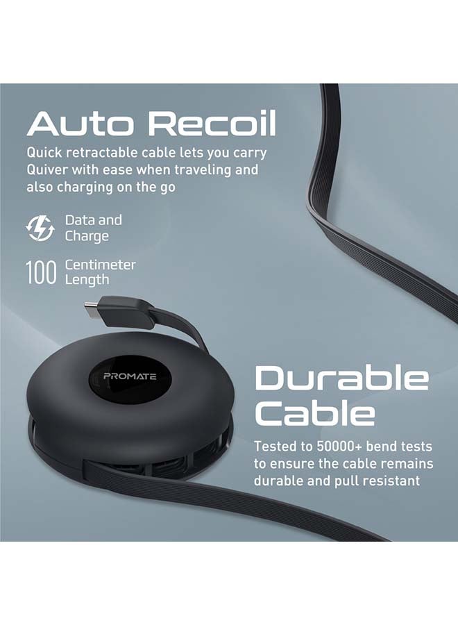 PROMATE 3-in-1 Retractable Magnetic Charging Cable 1M Black  - Image 2