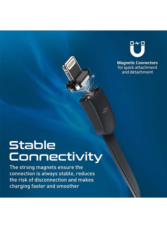 PROMATE 3-in-1 Retractable Magnetic Charging Cable 1M Black  - Image 4